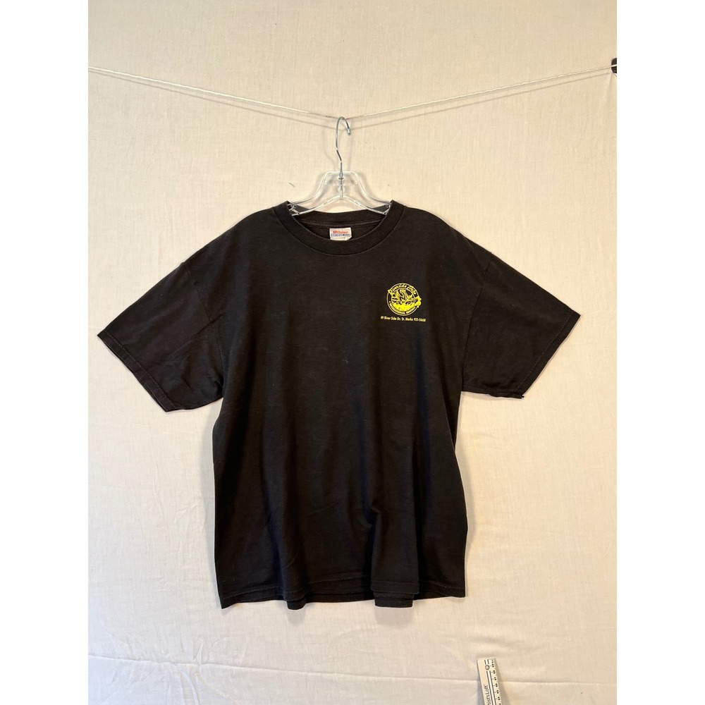 Vintage Hanes Riverside Cafe St Marks Florida Graphic T-Shirt Black Mens Large